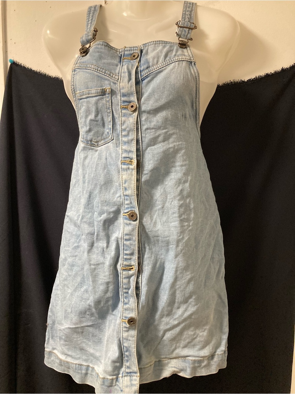 Mile End Jeans Overall Dress Y2K Button Front Pinafore Jumper Size 12